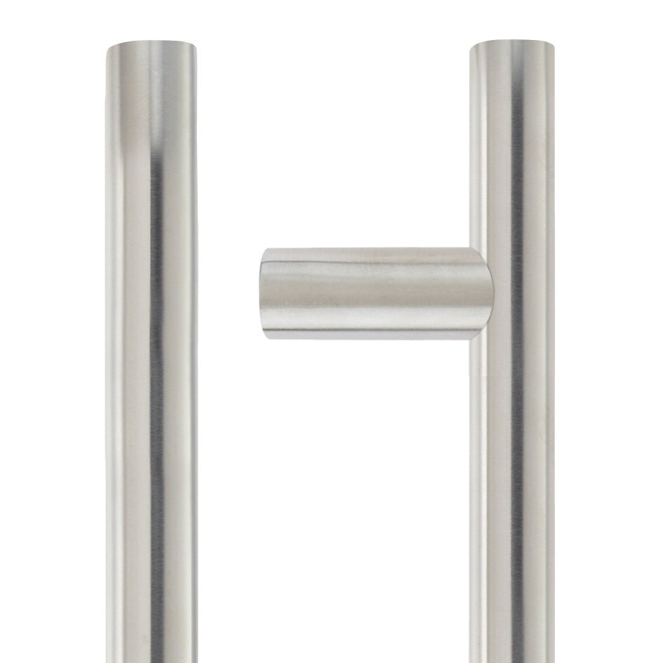 Zoo Hardware 19mm Guardsman Pull Handle in stainless steel with a smooth finish and bolt-through fixings for secure installation, featuring a sleek design and durable construction.
