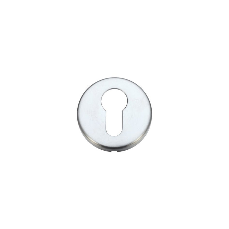 Zoo Hardware Euro Profile Escutcheon with a diameter of 52mm, featuring a polished finish and a keyhole design. The round escutcheon is made of metal, providing a sleek look for lock installations.