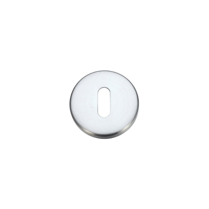 Zoo Hardware Standard Profile Escutcheon with a diameter of 52mm, featuring a round stainless steel finish and an oval keyhole opening in the center.