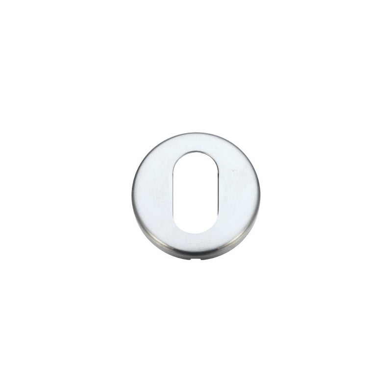 Zoo Hardware Oval Profile Escutcheon with a 52mm diameter, featuring a polished surface and an oval keyhole cutout in the center.