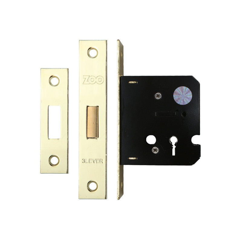 3 Lever Dead Lock 64mm Electro Brass Love Handles uk