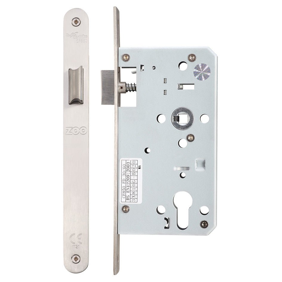 DIN Latch – Radius Forend 60mm Satin Stainless Love Handles uk