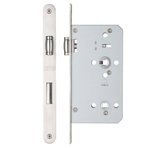 Zoo Hardware DIN Lift to Lock in a stainless steel finish with 72mm centres and a 60mm backset, featuring a sleek design and functional mechanisms suitable for door installations.