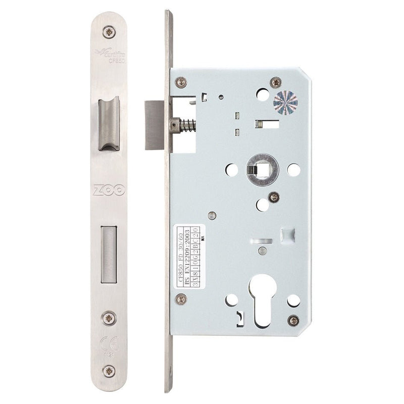 DIN Euro Profile Sashlock – 72mm Satin Stainless 90mm Case – 60mm Backset Radius – Double Throw Love Handles uk