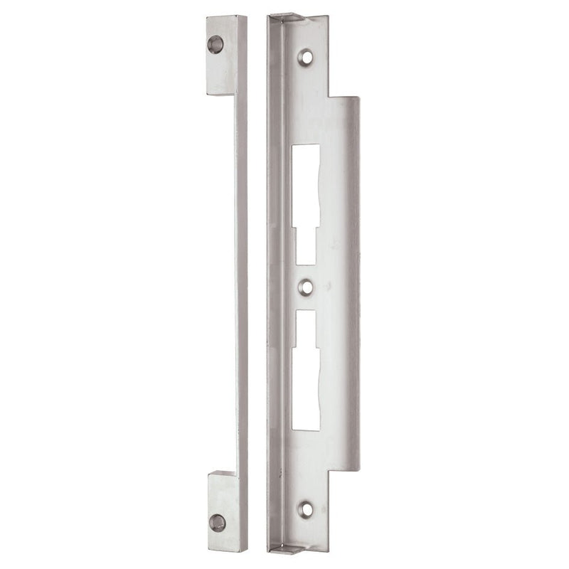 Zoo Hardware DIN Rebate Kit - 13mm in a silver finish, made of durable metal, featuring a slim design with two slots for installation on door edges.