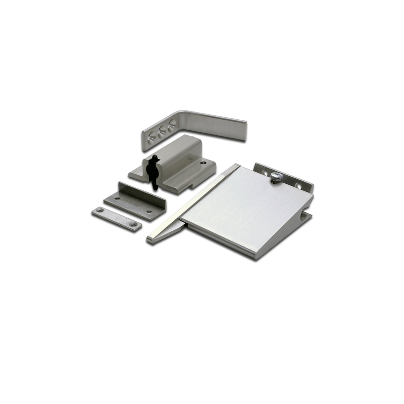Zoo Hardware Size 3-6 Double Rebated Door Selector, complete with a 102mm arm and standard rebate catch, featuring a silver finish and durable metal construction with various components visible.