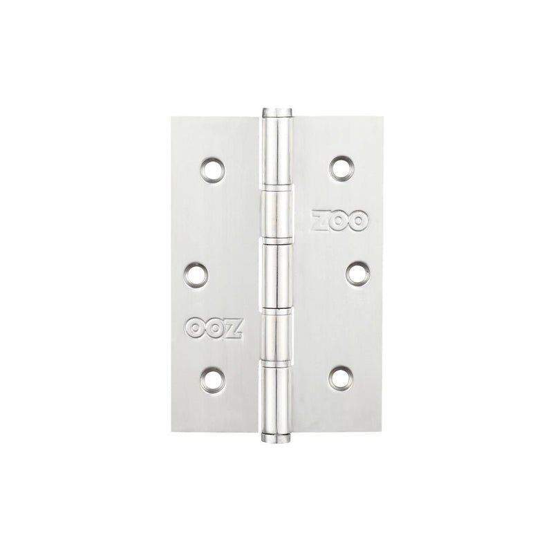 Zoo Hardware Stainless Steel Slim Knuckle Door Hinge, measuring 76 x 52 x 1.5mm, features a polished finish with visible knuckle design and four pre-drilled holes for easy installation.