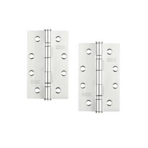 Zoo Hardware Slim Knuckle Bearing Hinge in stainless steel, Grade 201, measuring 102 x 63 x 2.5mm, with a smooth design and multiple holes for secure attachment.