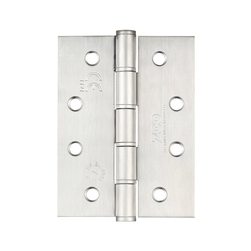 Zoo Hardware Grade 7 4 Washered Hinge in stainless steel, measuring 102 x 76 x 2mm, featuring a smooth, durable finish and multiple holes for secure installation.