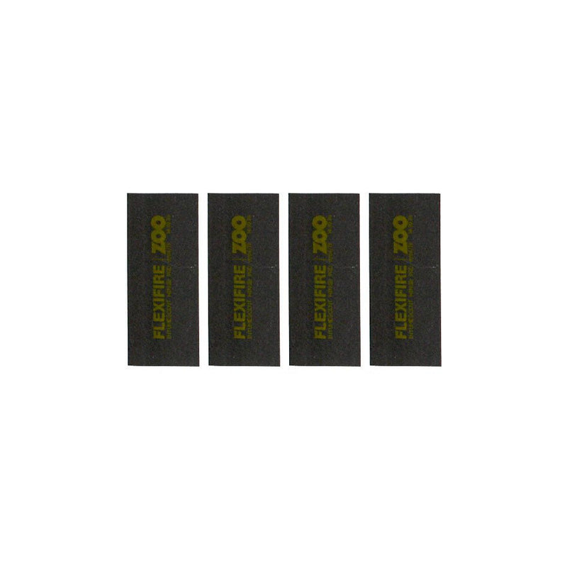 Zoo Hardware 100mm x 42mm Intumescent pads designed for Zoo 102x102mm hinges, in graphite color, featuring four pads per pack with printed branding and specifications.