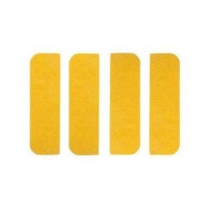 Zoo Hardware 100mm x 30mm Intumescent pads designed for Vier and Zoo 102x76mm hinges, featuring a yellow color and made of monoammonium phosphate, with four pads included per pack.