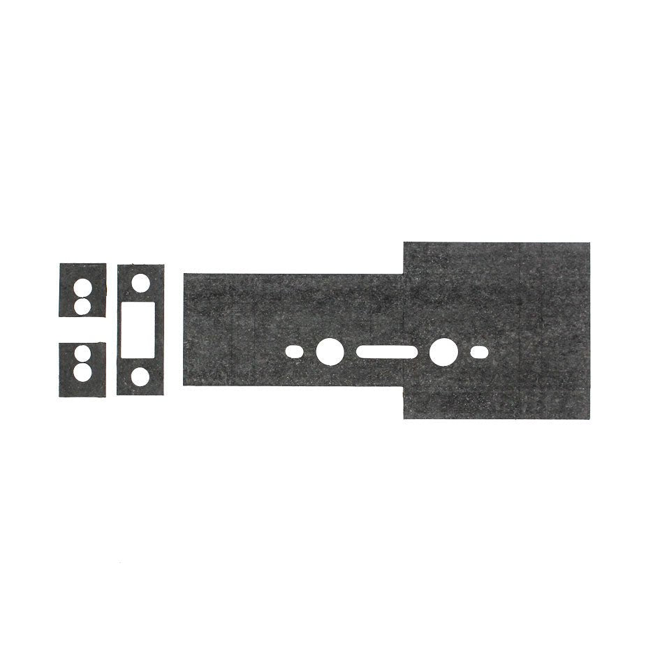 Zoo Hardware Universal Flat Latch Intumescent to suit ZUKF in graphite color, featuring a flat design with cutouts for installation and fire safety applications.