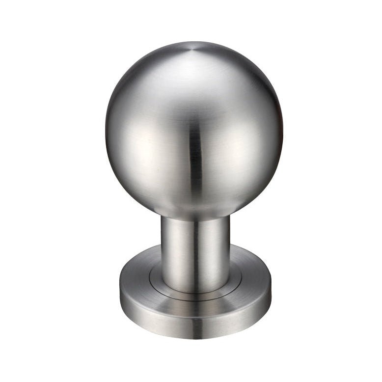 Zoo Hardware Ball Mortice Knob with a 55mm ball diameter, featuring a sleek stainless steel finish and a rounded design mounted on a circular base.