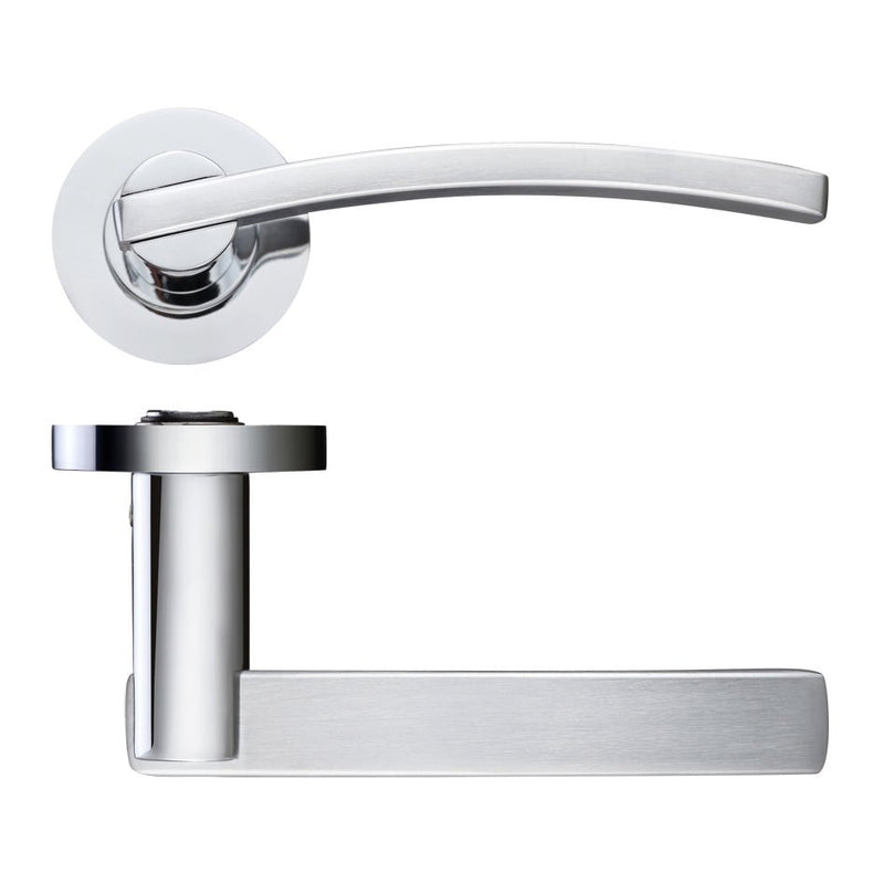 Zoo Hardware Adria Lever on Round Rose in polished chrome finish, featuring a sleek lever design and a round rose for easy installation.