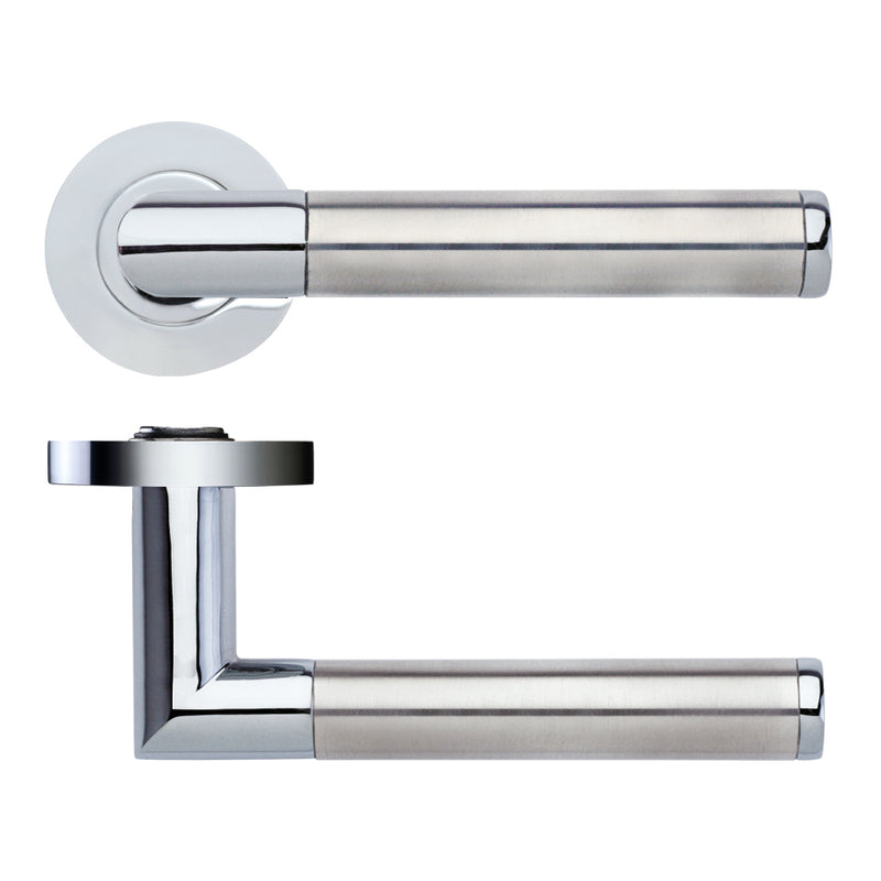 Luna lever on round rose - Polished Chrome Stainless Steel