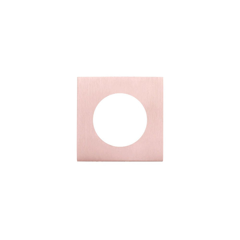 Zoo Hardware ZPZ Spare Square Rose Pack in a brushed rose gold finish, featuring a square design with a circular cutout in the center, made of metal with a smooth surface.