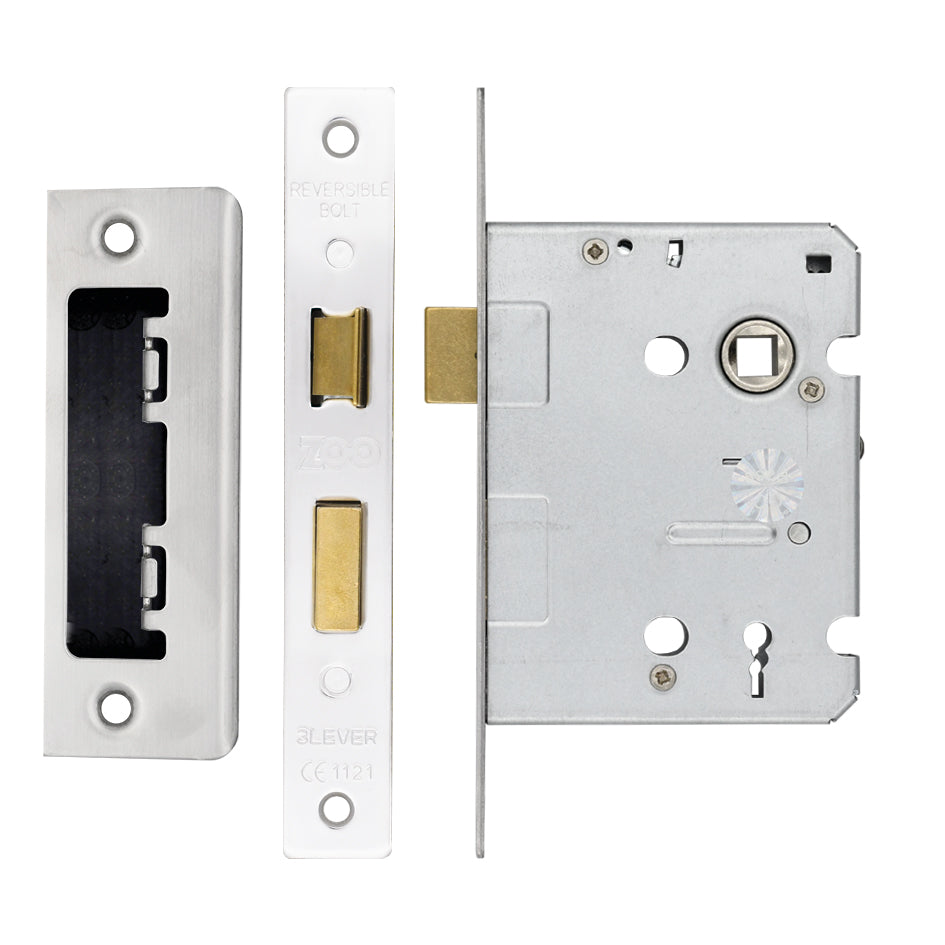 3 Lever Mortice Sashlock, 76mm - 57mm Centres, Square