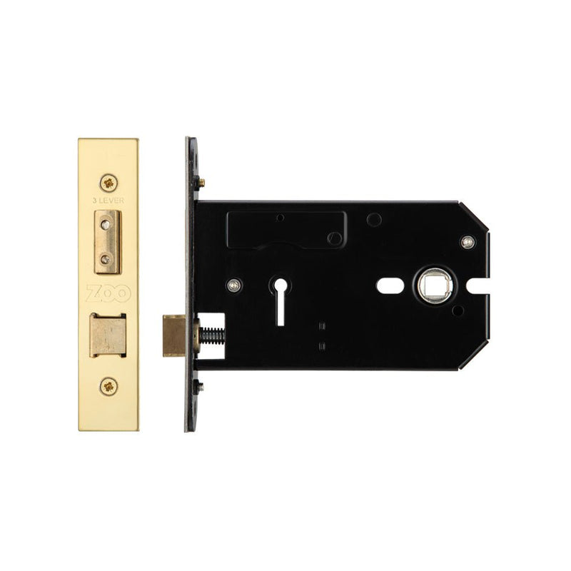 3 Lever Horizontal Lock 127mm Brass Standard