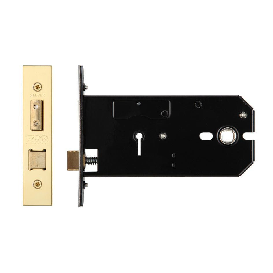 3 Lever Horizontal Lock 152mm Brass Standard