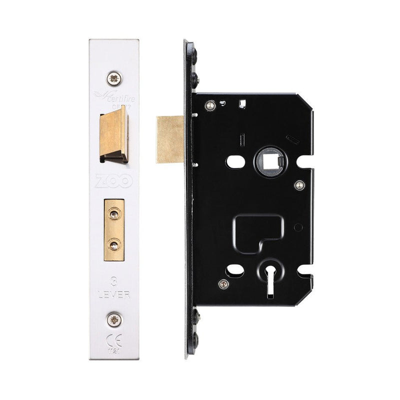 3 Lever Sash Lock – PVD Forend & Strike 64mm Satin Stainless Love Handles uk