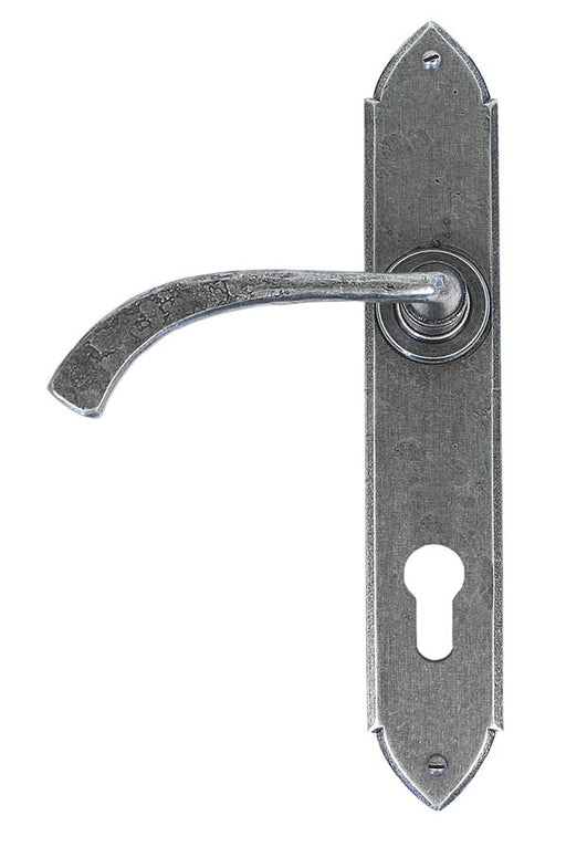 Pewter Gothic Curved Lever Espag. Lock Set.