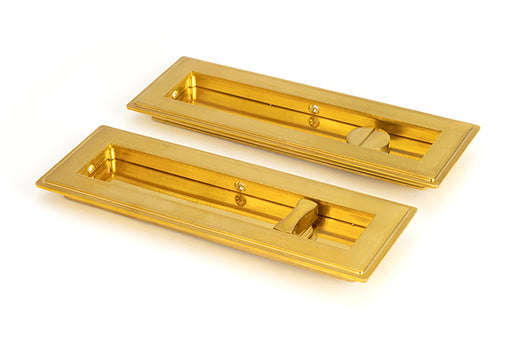 Polished Brass  Art Deco Rectangular Pull - Privacy Set.