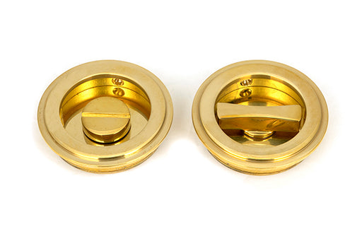 Polished Brass  Art Deco Round Pull - Privacy Set.
