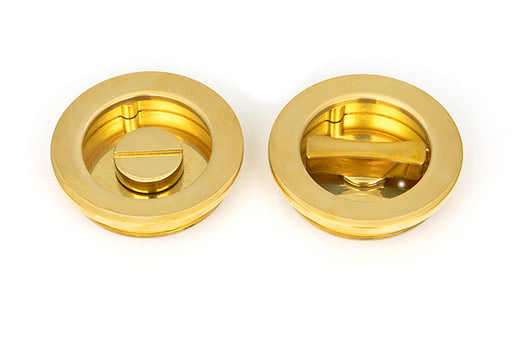 Polished Brass  Plain Round Pull - Privacy Set.