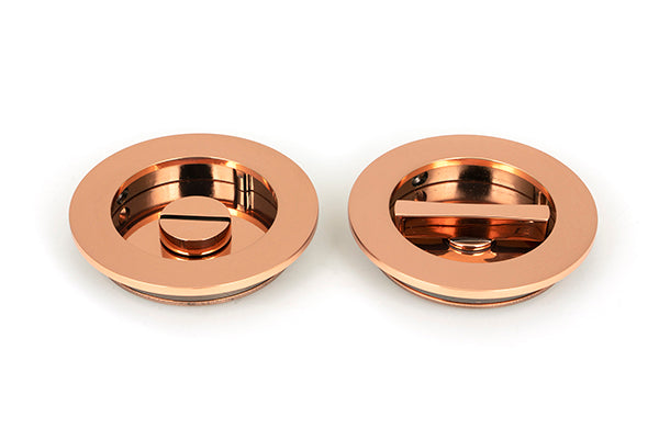 Polished Bronze  Plain Round Pull - Privacy Set.