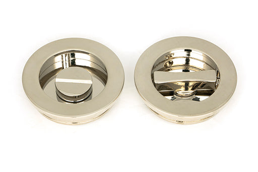 Polished Nickel  Plain Round Pull - Privacy Set.