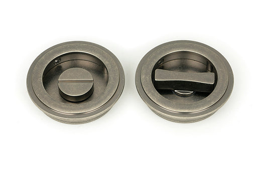 Pewter  Art Deco Round Pull - Privacy Set.