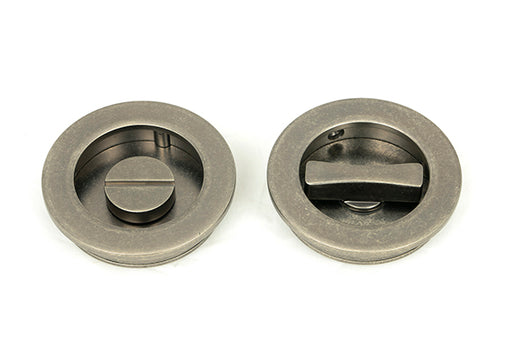 Pewter  Plain Round Pull - Privacy Set.