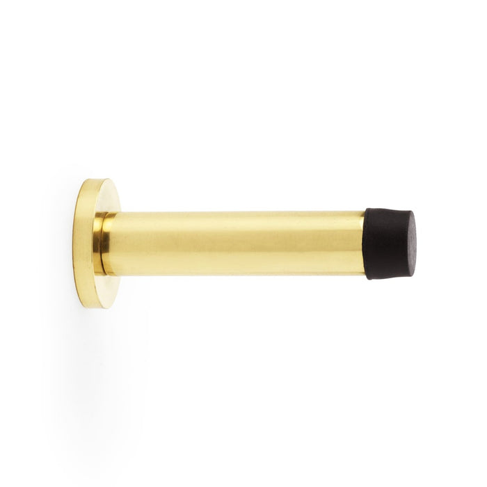 AW - Cylinder Projection Door Stop on Rose - Polished Brass Lacquered