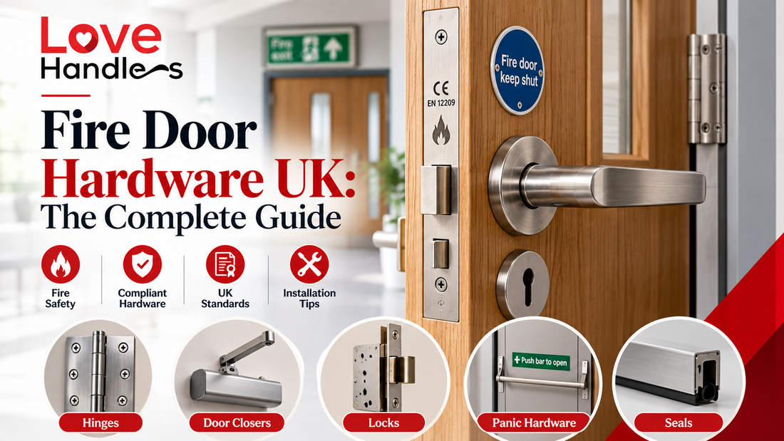 Fire door hardware UK complete guide with fire door handles, hinges, locks, door closer and panic hardware