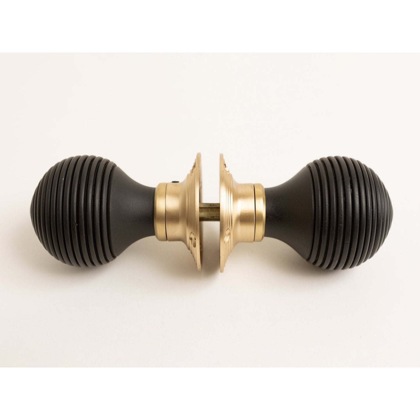 Beehive Door Knobs - Ebonised & Satin Brass (Pair) - Brass bee