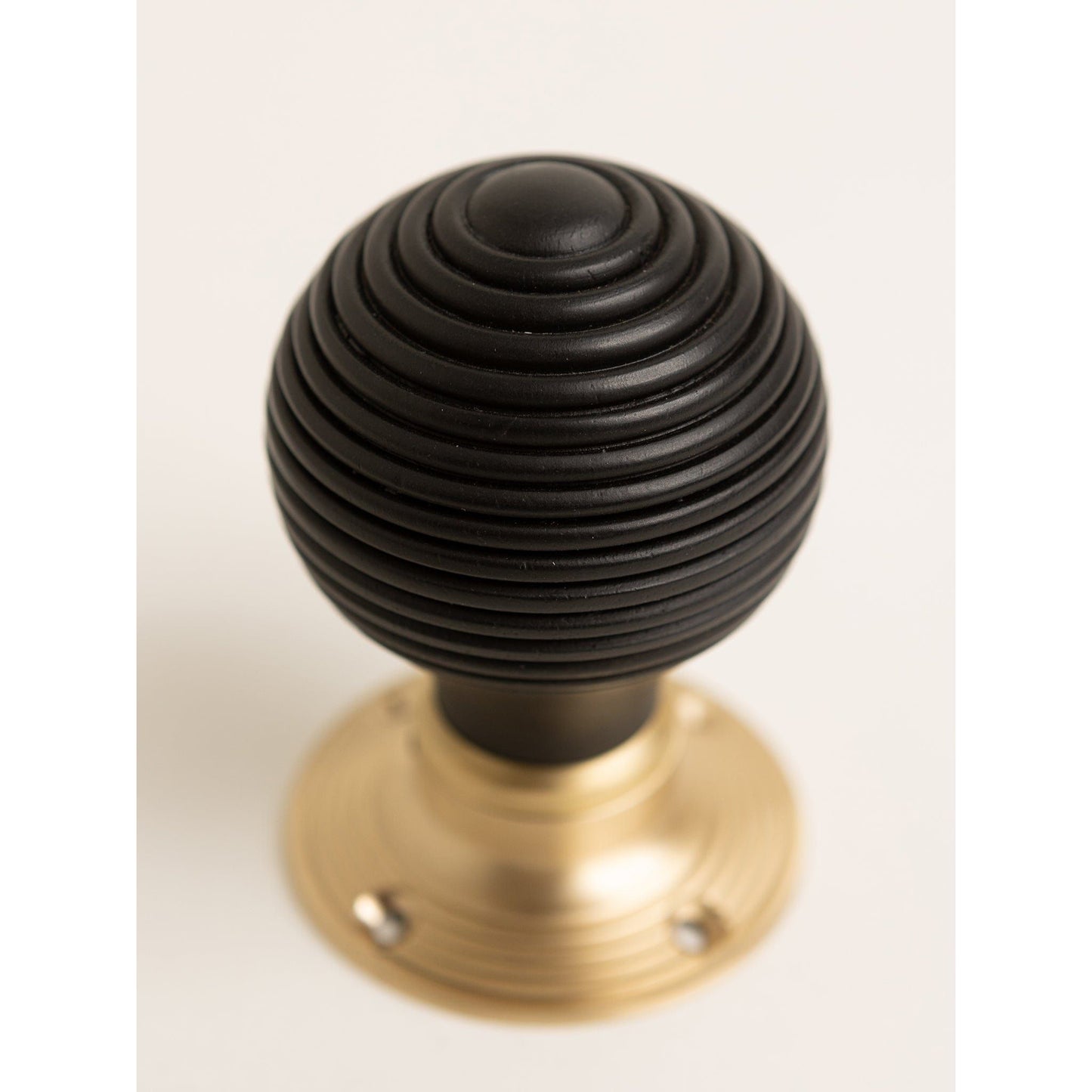 Beehive Door Knobs - Ebonised & Satin Brass (Pair) - Brass bee