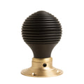 Beehive Door Knobs - Ebonised & Satin Brass (Pair) - Brass bee
