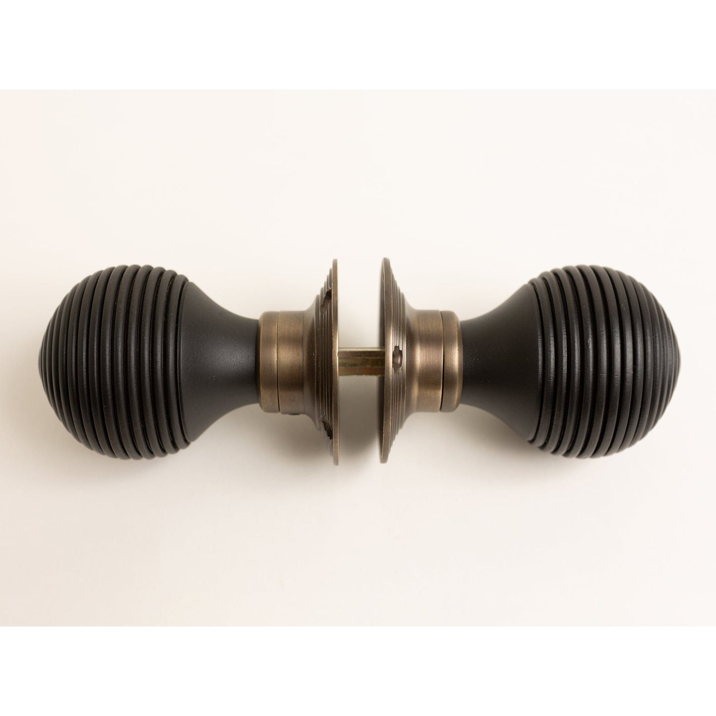 Beehive Door Knobs - Ebonised & Antique Brass (Pair) - Brass bee