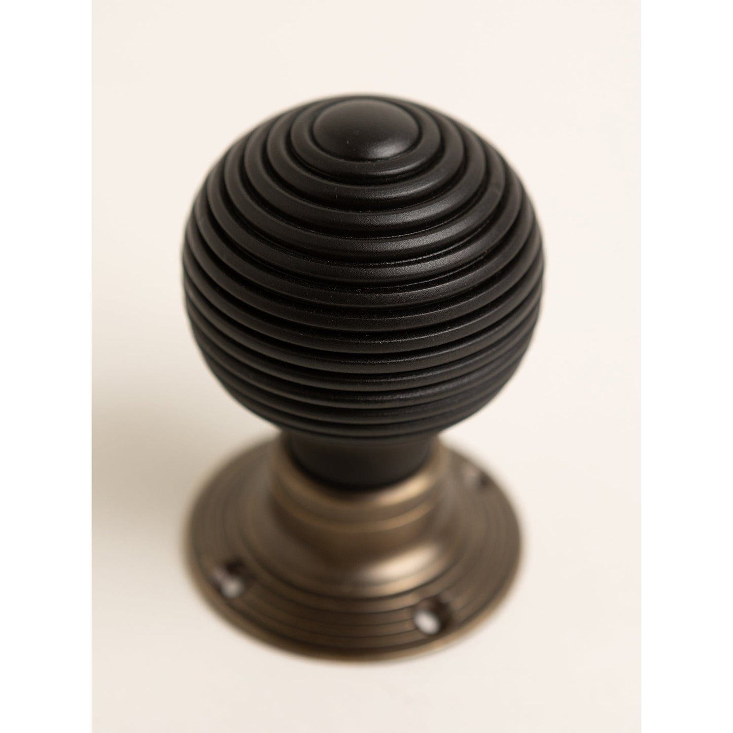 Beehive Door Knobs - Ebonised & Antique Brass (Pair) - Brass bee