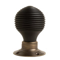 Beehive Door Knobs - Ebonised & Antique Brass (Pair) - Brass bee