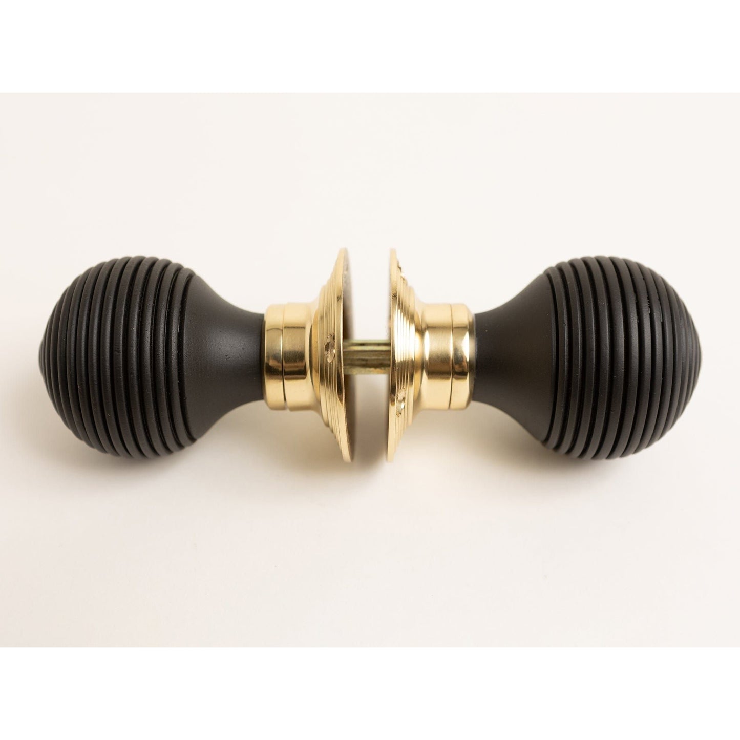 Beehive Door Knobs - Ebonised & Polished Brass (Pair) - Brass bee