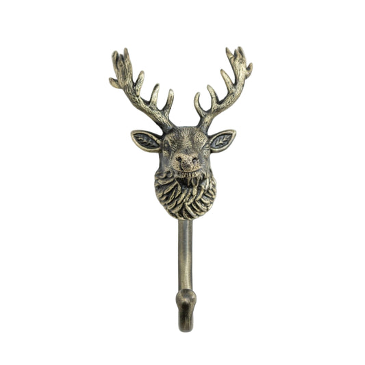 Highland Stag Coat Hook - Heritage Finish - Brass bee