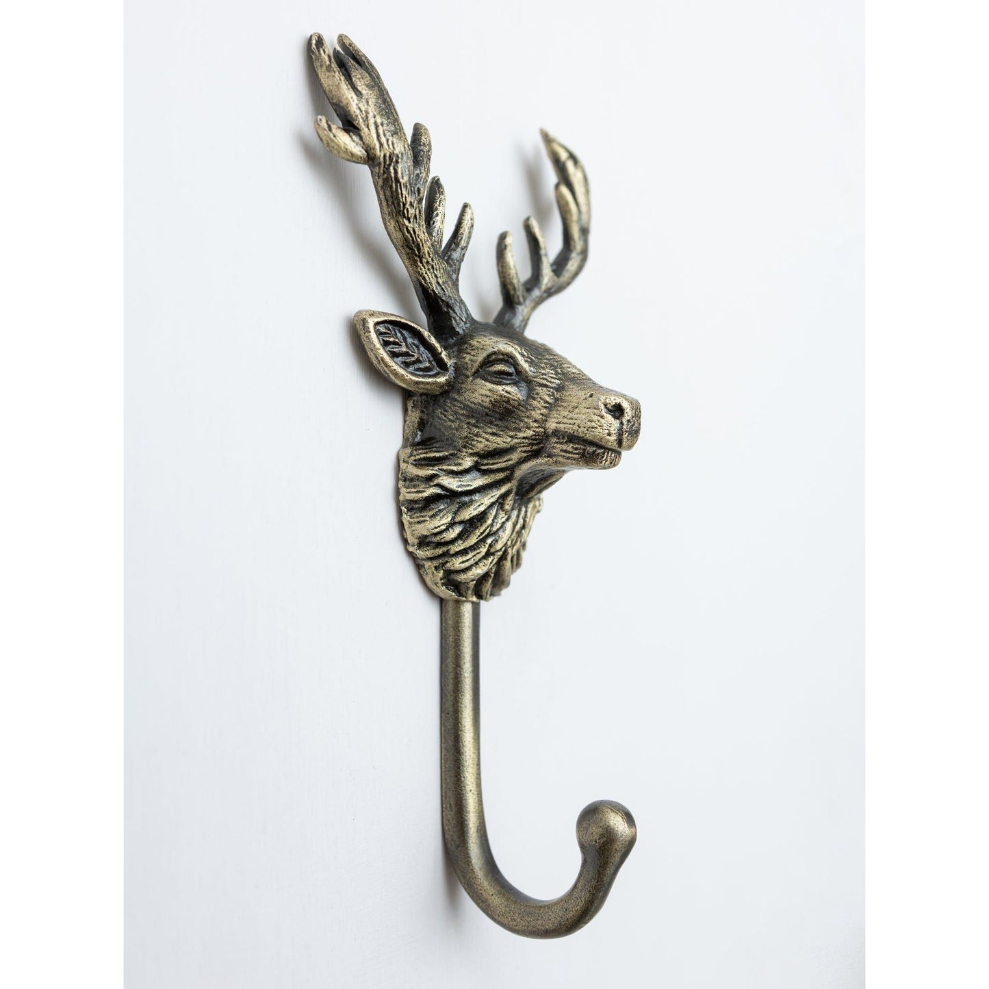 Highland Stag Coat Hook - Heritage Finish - Brass bee