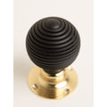 Beehive Door Knobs - Ebonised & Polished Brass (Pair) - Brass bee