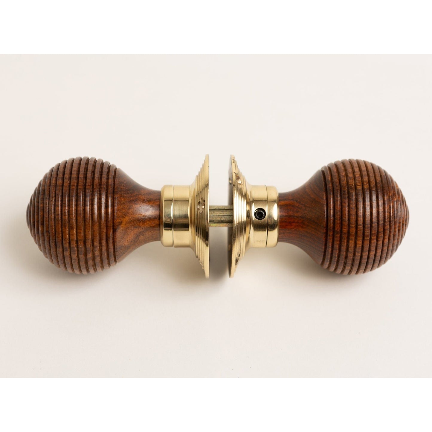 Beehive Door Knobs - Rosewood & Polished Brass (Pair) - Brass bee