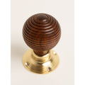 Beehive Door Knobs - Rosewood & Polished Brass (Pair) - Brass bee