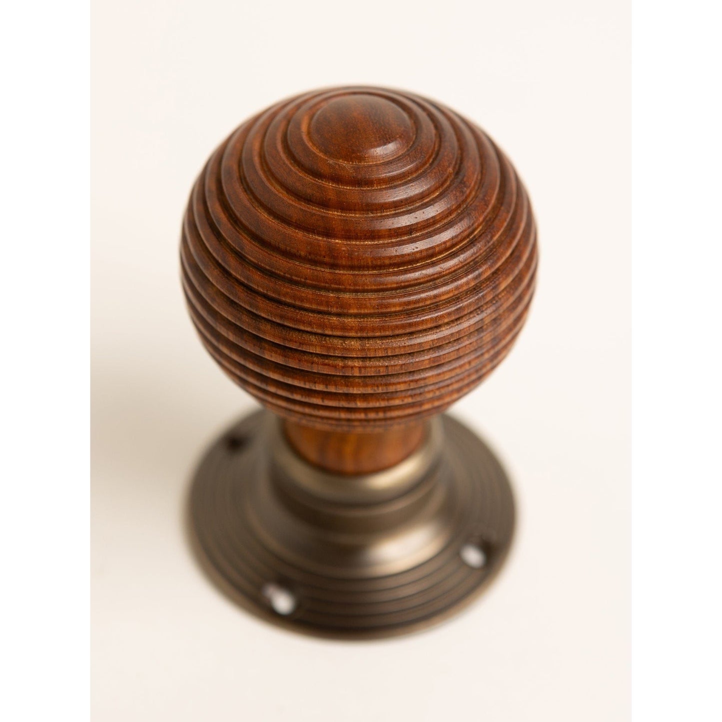 Beehive Door Knobs - Rosewood & Antique Brass (Pair) - Brass bee
