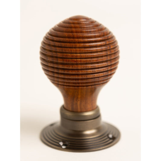 Beehive Door Knobs - Rosewood & Antique Brass (Pair) - Brass bee