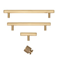 Solid Brass Straight Knurled Kitchen Pull Handles & Knobs - Satin Brass Finish