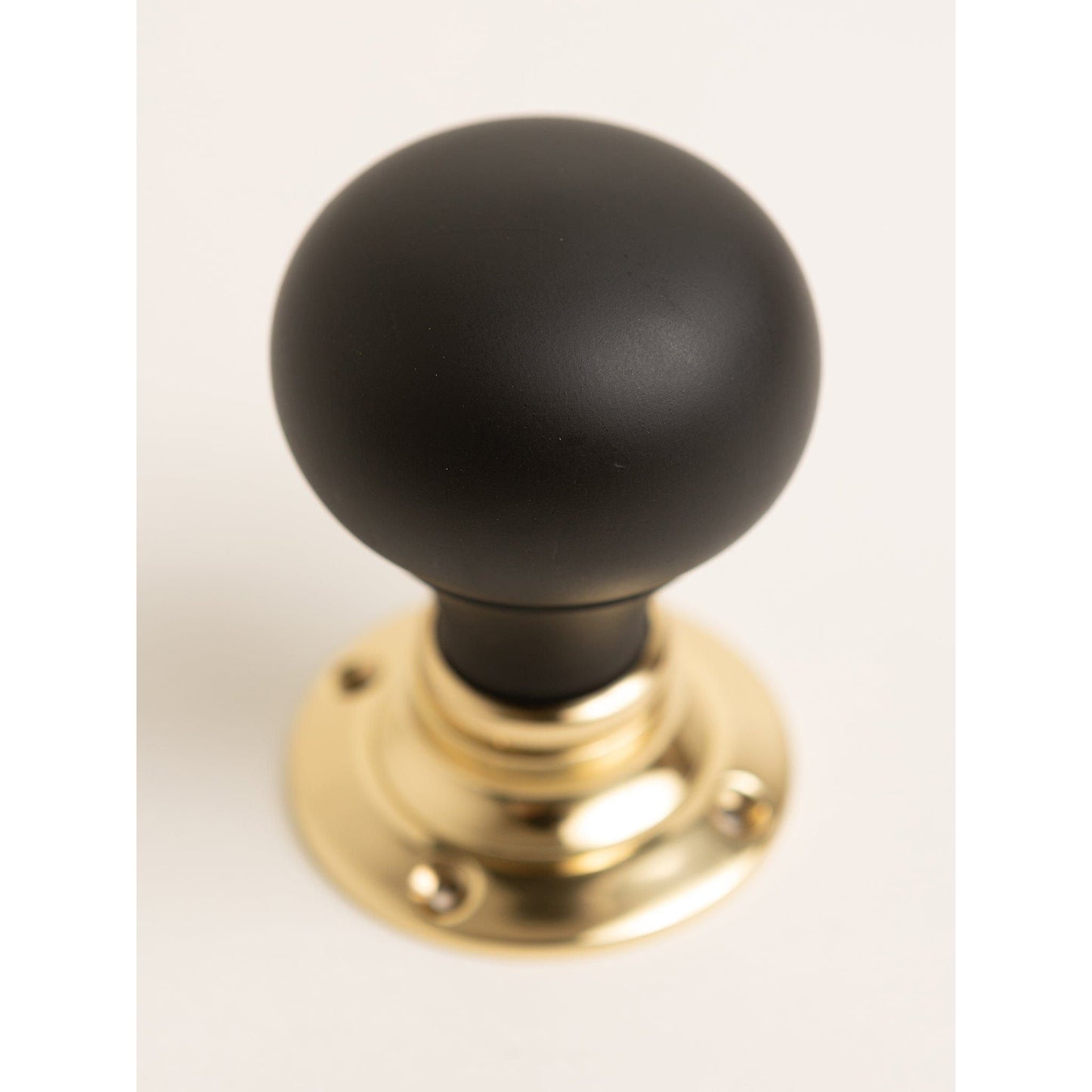 Plain Door Knobs - Ebonised & Polished Brass (Pair) - Brass bee